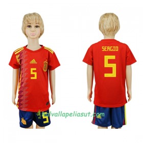 Jalkapallo Pelipaidat Espanja Sergio 5 Lasten World Cup 2018 Kotipaita